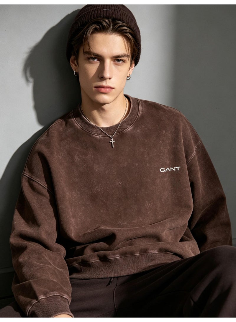 GANT Unisex Crew Neck Washed Sweatshirt, Men's Women's Casual Long Sleeve Top Brown - Image 1