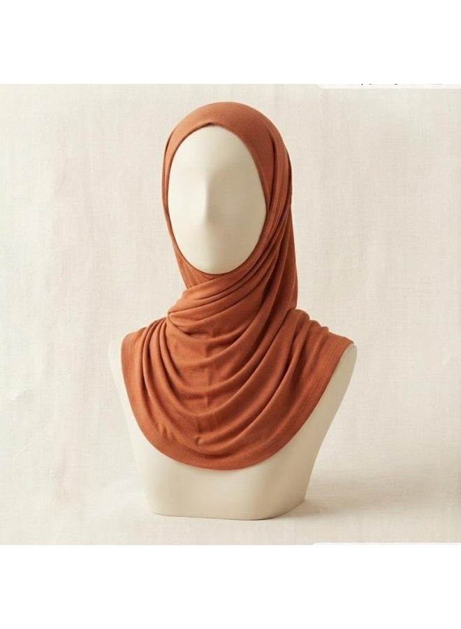 Jersey Hijab for Women - Pull-On Style, Rust