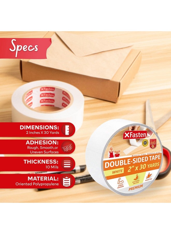 XFasten Double Sided Tape White Removable And Residuefree 2Inch X 30 Yards Surface Safe Twosided Sticky Adhesive Tape For Wall Floor Clothes Rug Fabric Crafts And Scrapbooking - Image 2