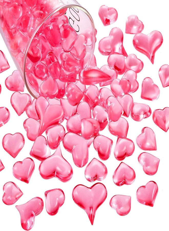 Bememo Christmas Acrylic Heart Gems for Table Scatter Decorations Vase Filler 3D Heart Shaped Rhinestones Valentine's Supplies(red Pink Rose, 220) - Image 1