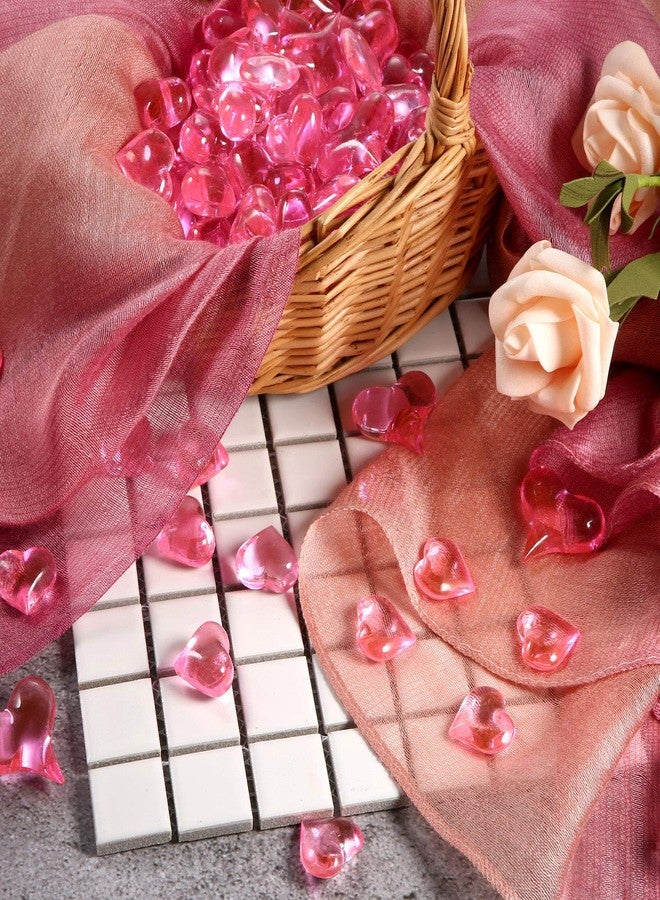 Bememo Christmas Acrylic Heart Gems for Table Scatter Decorations Vase Filler 3D Heart Shaped Rhinestones Valentine's Supplies(red Pink Rose, 220) - Image 4