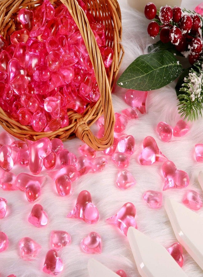 Bememo Christmas Acrylic Heart Gems for Table Scatter Decorations Vase Filler 3D Heart Shaped Rhinestones Valentine's Supplies(red Pink Rose, 220) - Image 5