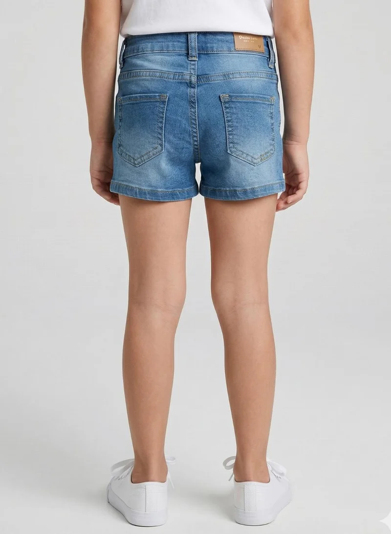 babyqlo Girls Star Print Adjustable Waist Denim Shorts