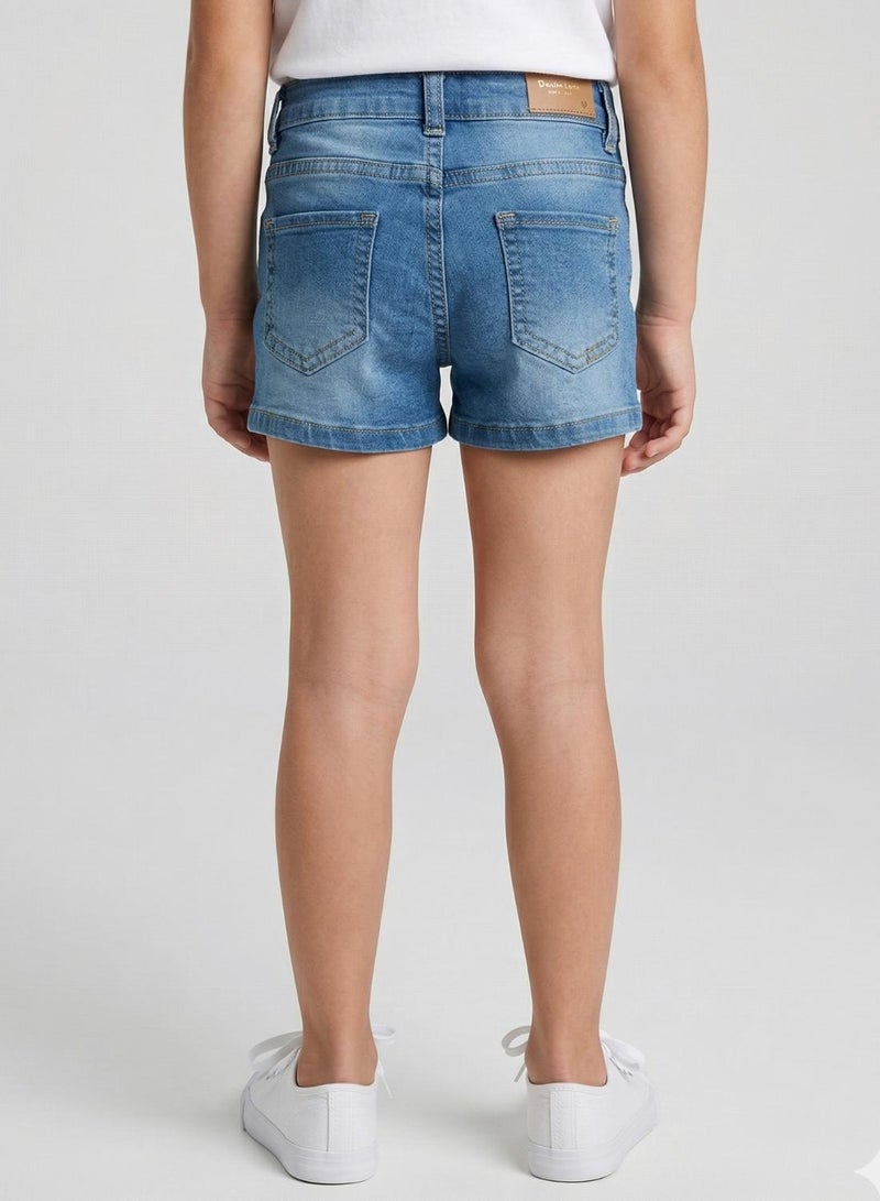babyqlo Girls Star Print Adjustable Waist Denim Shorts - Image 2