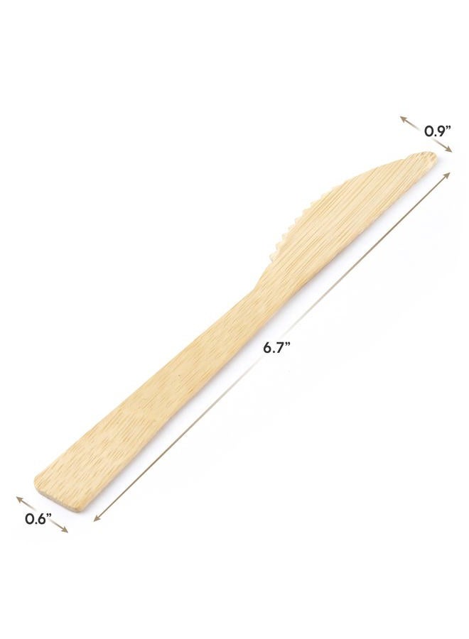 Gusto [100 Count Disposable Natural Bamboo Knives - Biodegradable and Eco-Friendly Bamboo Utensils for Outdoors, Parties, and Events - Image 2