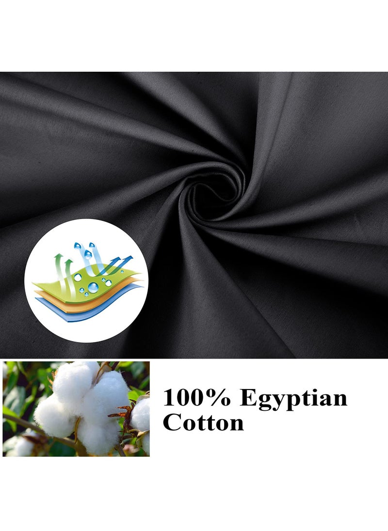 Shunjie.Home 2-Pack Pure Cotton Twin XL Fitted Sheet for Adjustable Bed Split King  600 TC 16"" Deep Pocket Egyptian Cotton Fitted Sheet (2pcs  Twin XL  Black)  - Image 3