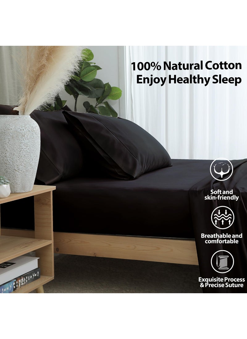 Shunjie.Home 2-Pack Pure Cotton Twin XL Fitted Sheet for Adjustable Bed Split King  600 TC 16"" Deep Pocket Egyptian Cotton Fitted Sheet (2pcs  Twin XL  Black)  - Image 4
