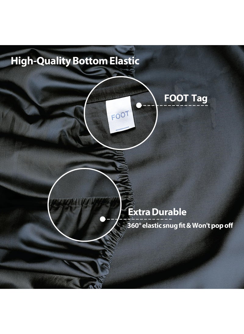 Shunjie.Home 2-Pack Pure Cotton Twin XL Fitted Sheet for Adjustable Bed Split King  600 TC 16"" Deep Pocket Egyptian Cotton Fitted Sheet (2pcs  Twin XL  Black)  - Image 5