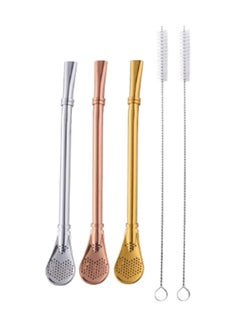 EHOME 3 PCS Stainless Steel Straws Drinking Straws Free Cleaning Brush Include, Colorful, 5 Piece Set  - Image 1