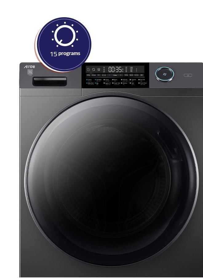 Arrow - 12KG Front Loading Automatic Washing Machine, 12KG Washing Capacity, 8KG Dryer Capacity, 15 Programs, Auto Lock Door, LED Display Screen | Model Name: RO-12FWDHS - Image 1