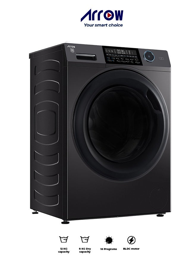 Arrow - 12KG Front Loading Automatic Washing Machine, 12KG Washing Capacity, 8KG Dryer Capacity, 15 Programs, Auto Lock Door, LED Display Screen | Model Name: RO-12FWDHS - Image 1
