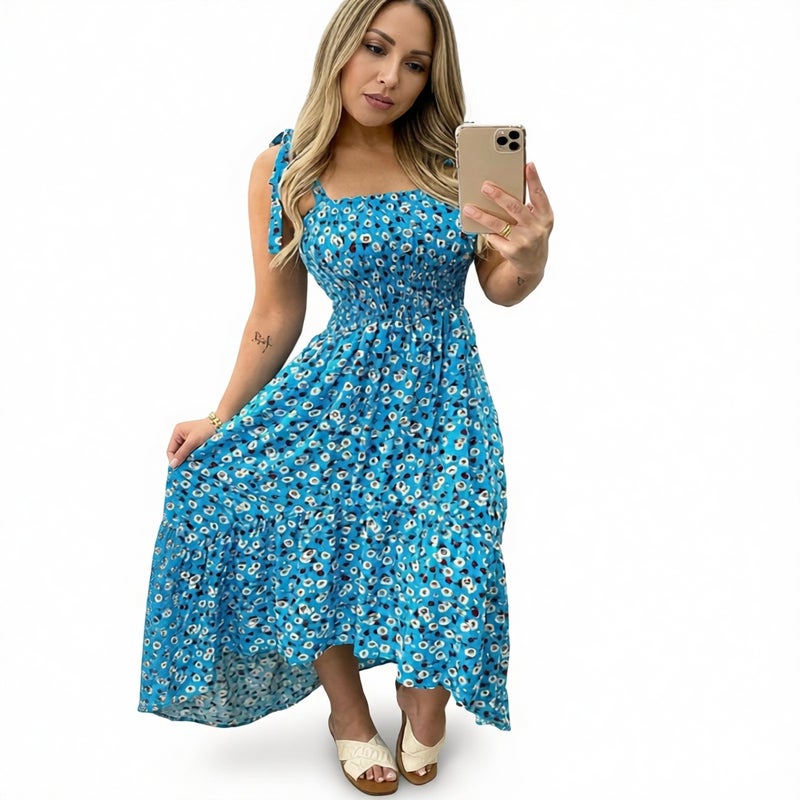 Spliced Print Irregular Strapless Tube Dress - Image 4