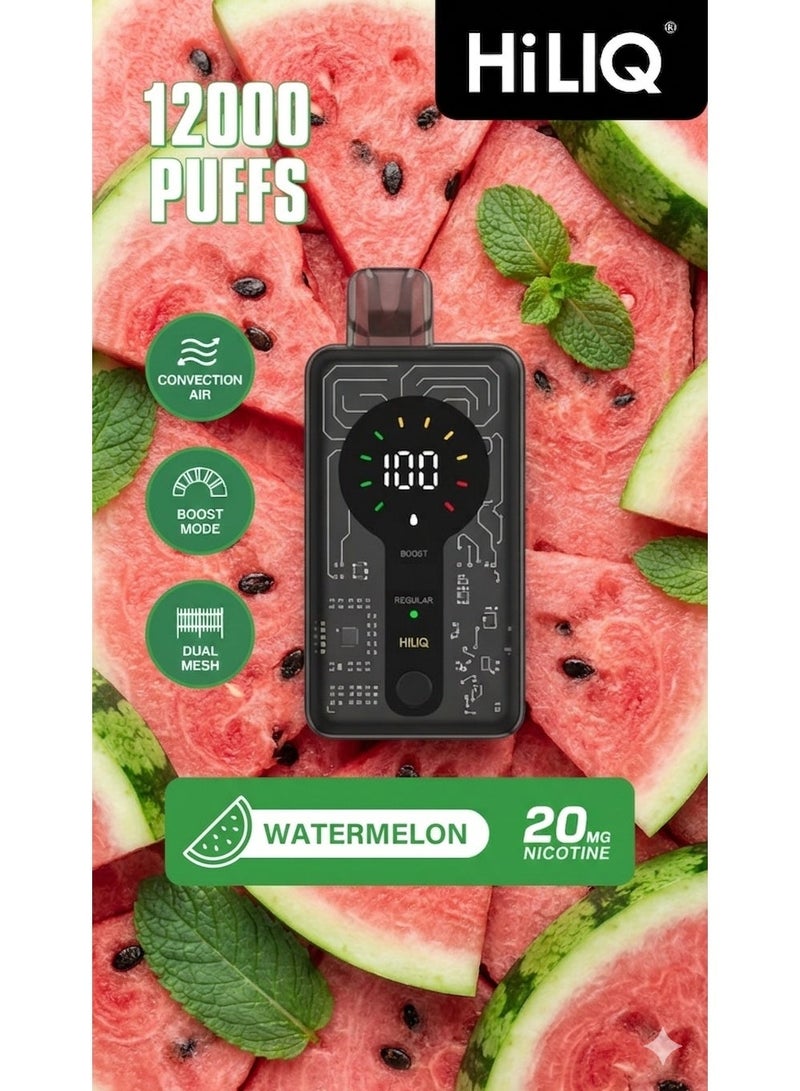 HiLIQ Watermelon 12000 Puff 20mg Nicotine Disposable Vape - Image 1