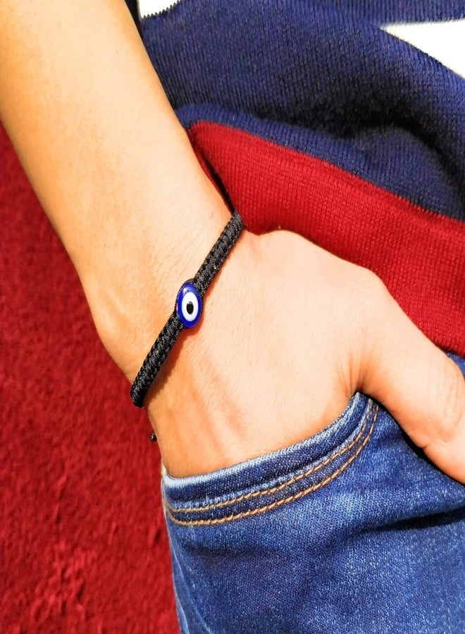Jewel string Evil eye adjustable black cord bracelet for girls boys men and women - Image 2