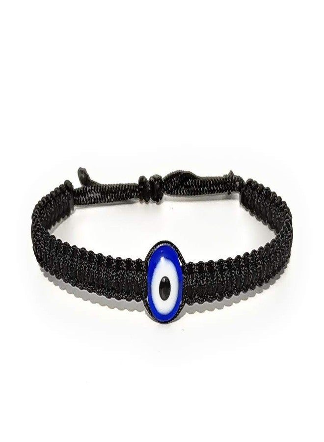 Jewel string Evil eye adjustable black cord bracelet for girls boys men and women - Image 1