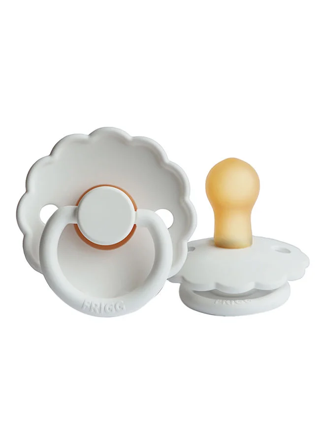 FRIGG Daisy Latex Baby Pacifier, 0-6 Months, Size 1, Pack of 1 - Bright White