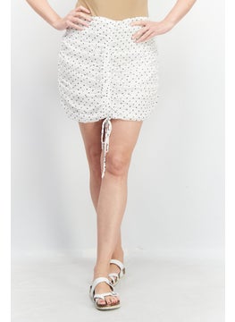 Collective The Label Women Textured Casual Mini Skirts, White  - Image 1