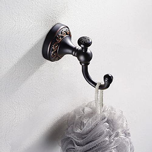 Leyden Brass Towel Hooks, Oil Rubbed Bronze Robe Hooks Antique for Bathroom Cloakroom Kitchen - Image 2