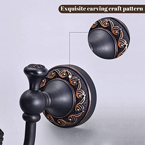 Leyden Brass Towel Hooks, Oil Rubbed Bronze Robe Hooks Antique for Bathroom Cloakroom Kitchen - Image 4