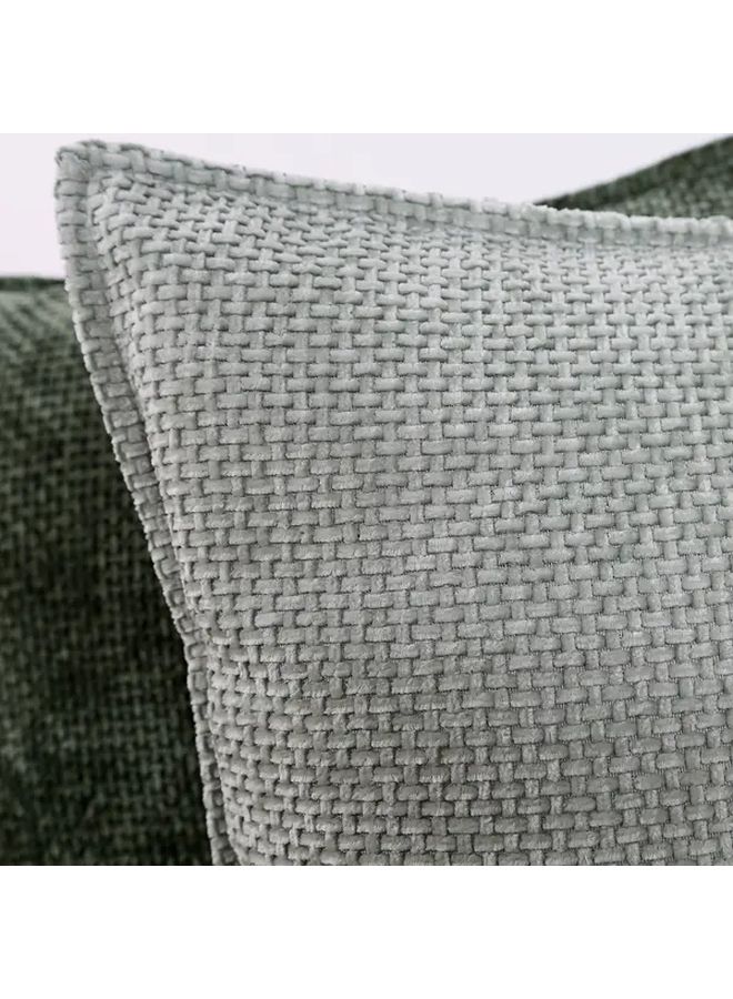 Light Grey Chenille Woven Throw Pillow Cover 18x18 Inch Zipper Closure Machine Washable - Image 5