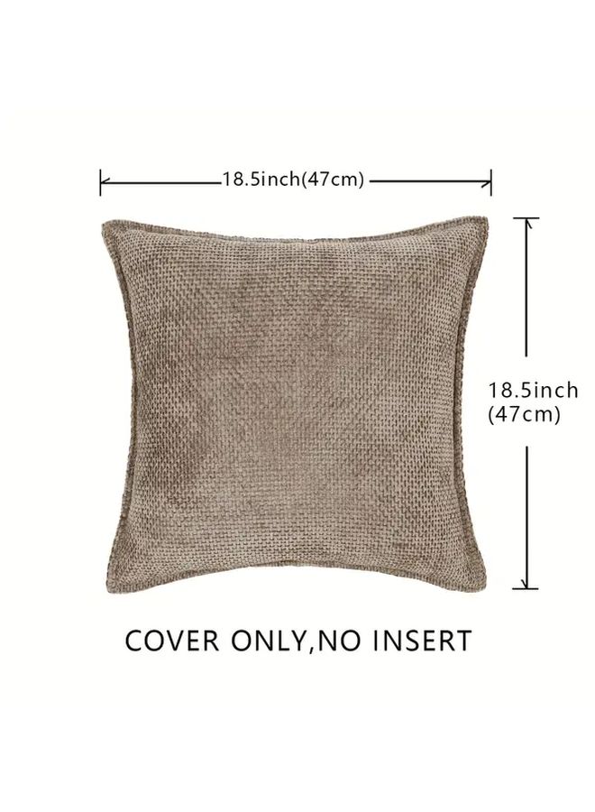 Light Grey Chenille Woven Throw Pillow Cover 18x18 Inch Zipper Closure Machine Washable - Image 3