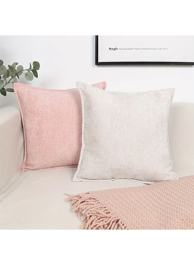 Light Grey Chenille Woven Throw Pillow Cover 18x18 Inch Zipper Closure Machine Washable - Image 4