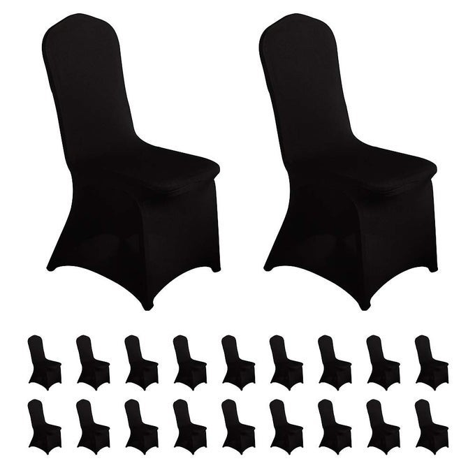 20pcs Spandex Chair Cover Stretch Slipcovers for Wedding Party Dining Banquet Chair Decoration Covers Black 20