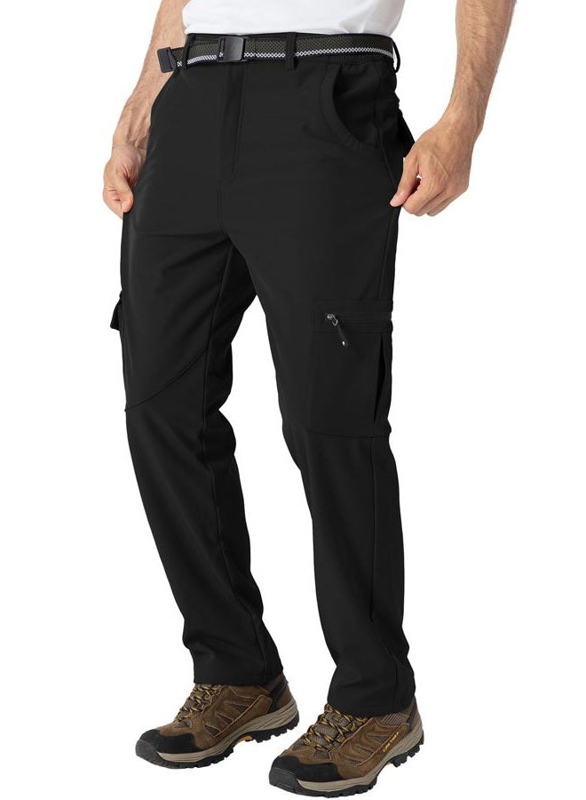 Gopune Mens Snow Ski Waterproof Softshell Pants Outdoor Hiking Fleece Lined Zipper Snowboard Pants Black,34 - Image 4