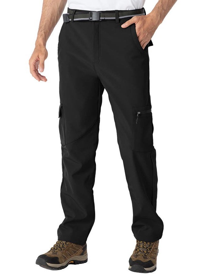 Gopune Mens Snow Ski Waterproof Softshell Pants Outdoor Hiking Fleece Lined Zipper Snowboard Pants Black,34 - Image 3