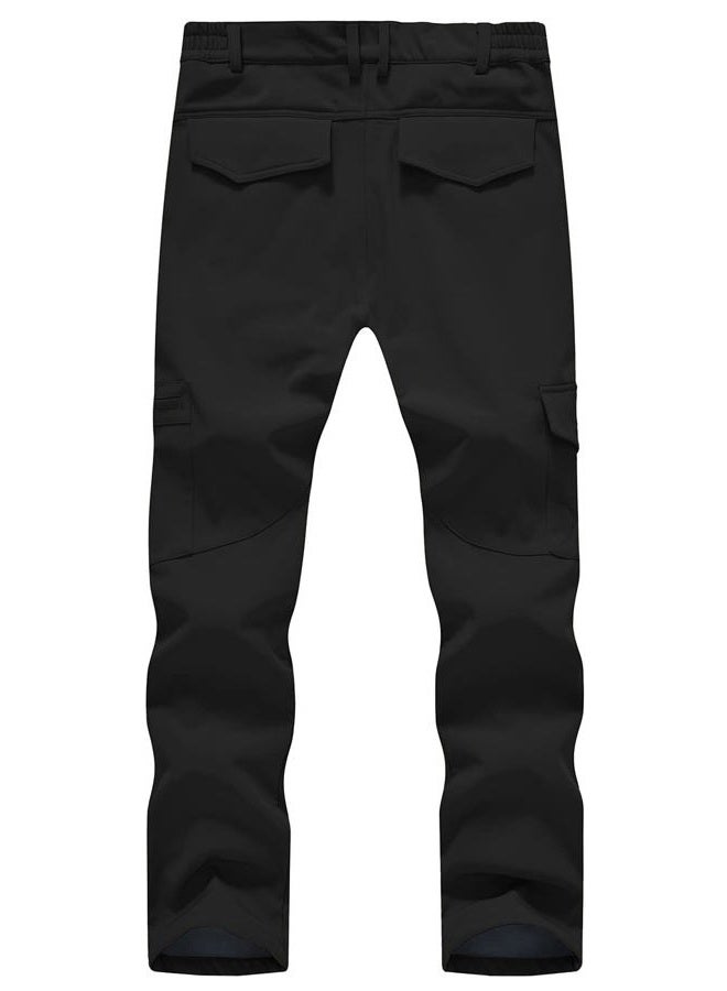 Gopune Mens Snow Ski Waterproof Softshell Pants Outdoor Hiking Fleece Lined Zipper Snowboard Pants Black,34 - Image 2
