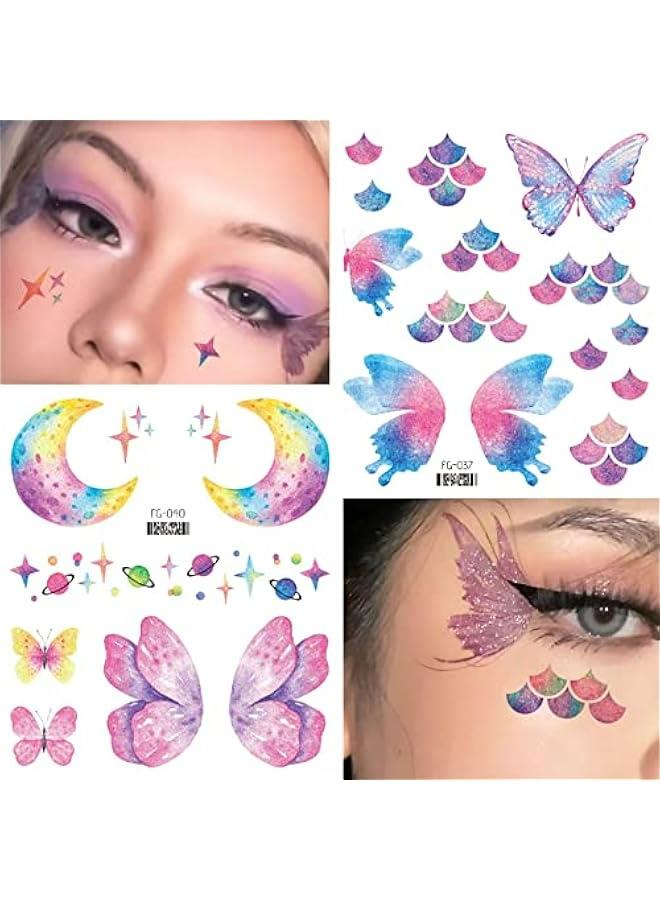 Colorful erfly Wing Temporary Tattoos, 13 Sheets Waterproof Fake Stickers for Women, Girls, Face Makeup, Eye Makeup, Birthday Party Gifts. - Image 3