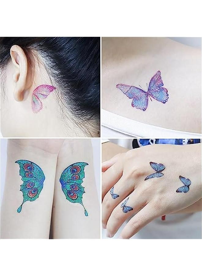 Colorful erfly Wing Temporary Tattoos, 13 Sheets Waterproof Fake Stickers for Women, Girls, Face Makeup, Eye Makeup, Birthday Party Gifts. - Image 5