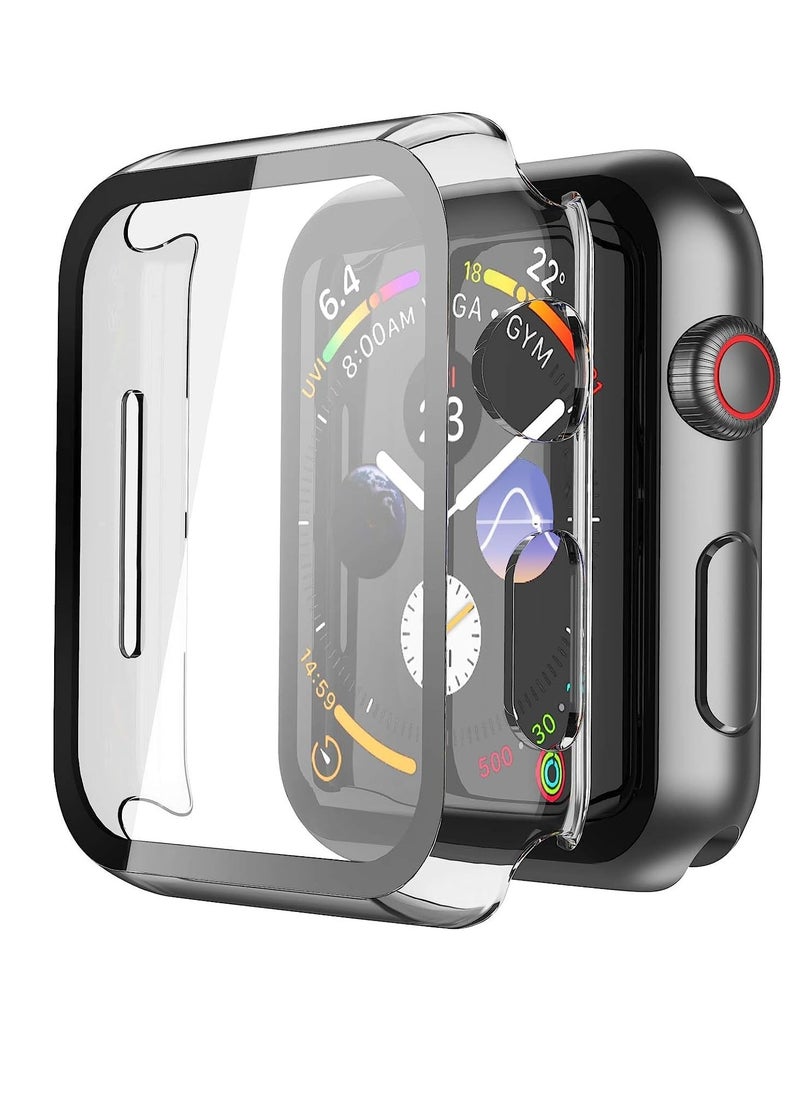 Generic - Compatible Apple Watch Case 44mm with Screen Protector Series 6/SE/5/4, Clear Hard PC Bumper Case + 9H Bulletproof Glass Screen Protector Full Protective Cover Case for iWatch - Image 1