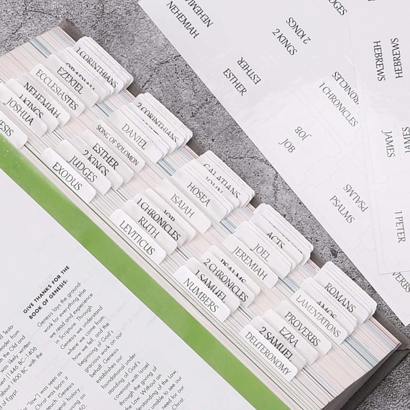 Thinkor Reposition Laminated Bible Tabs, Large Print Stickers, Easy to Read and Apply Bible Tabs for Women and Man (Cream White) - Image 1