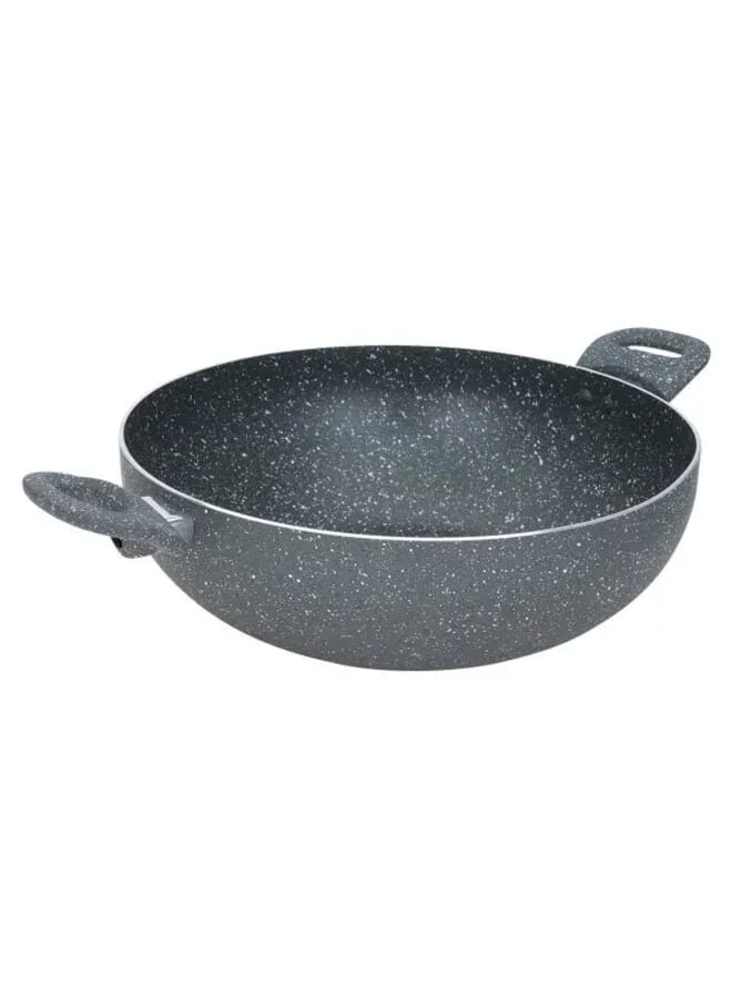 RUOQI Dark Gray Granite Deep Frying Pan with Two Hands 28 cm - Image 3