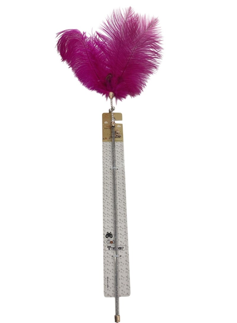 Fanshaped Feather Plastic Pole Cat Teaser Interactive Cat Toy