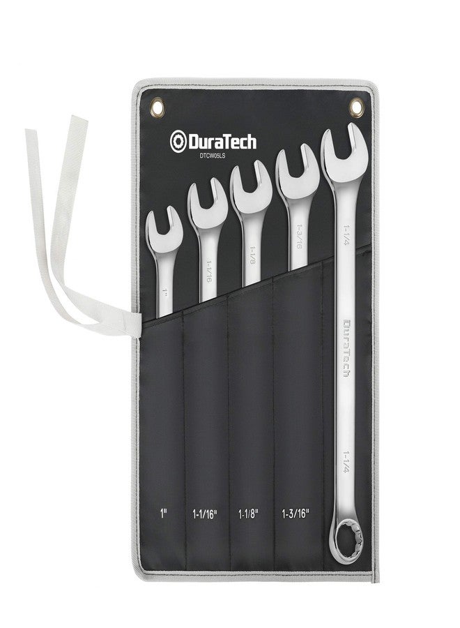 DURATECH Long Pattern Combination Wrench Set, SAE, 5-Piece, 1" to 1-1/4", 12 Point, CR-V Steel, with Rolling Pouch - Image 1
