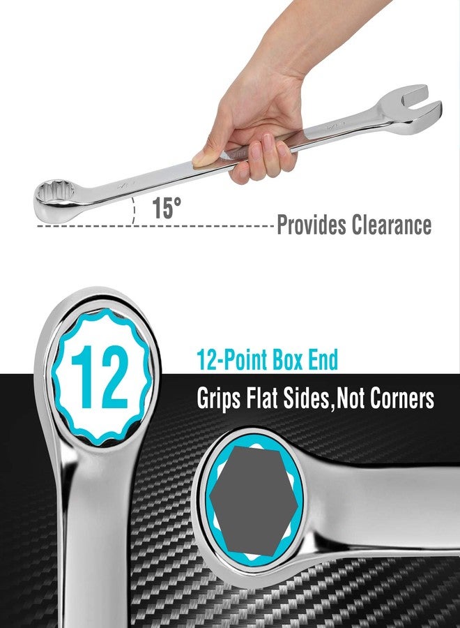 DURATECH Long Pattern Combination Wrench Set, SAE, 5-Piece, 1" to 1-1/4", 12 Point, CR-V Steel, with Rolling Pouch - Image 3