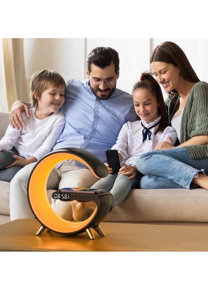 Smart Bluetooth Speaker Wireless Phone Charger LED Light Black - Image 4