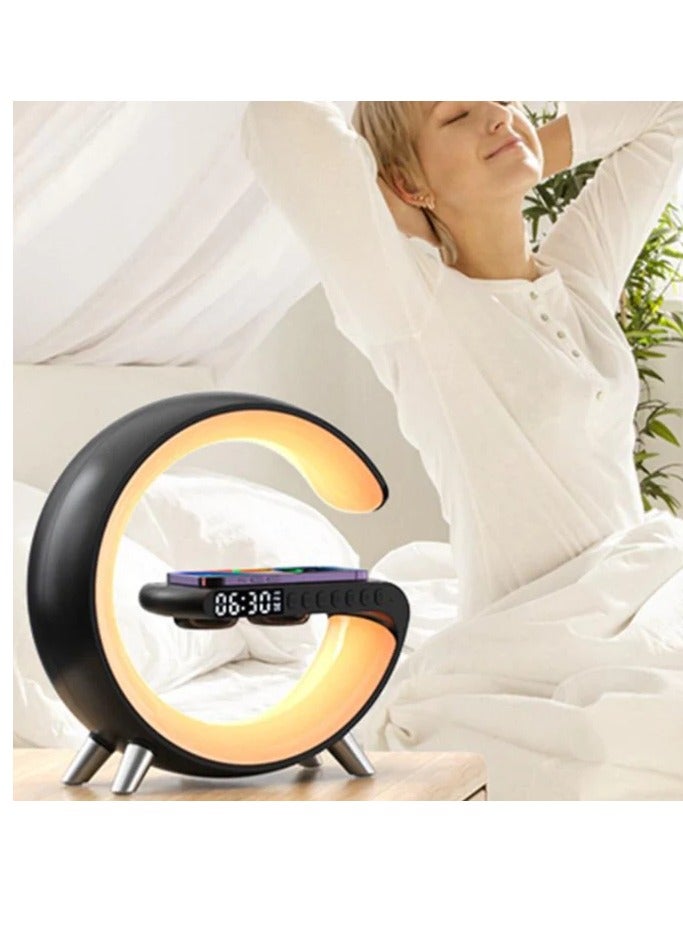 Smart Bluetooth Speaker Wireless Phone Charger LED Light Black - Image 3