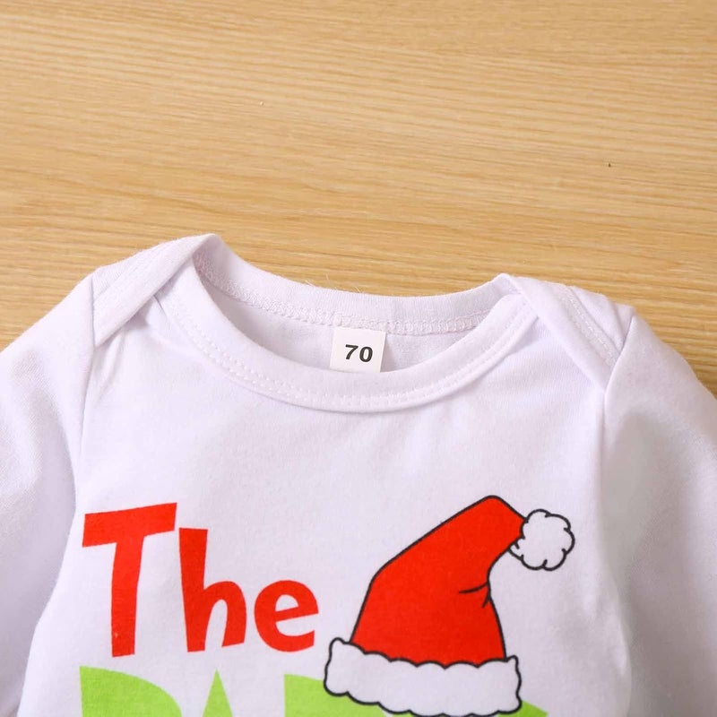 cheekyglo Christmas Baby Bodysuit Plush Overalls Set for Baby, Cute Print Crew Neck Romper Furry Suspender Pants Clothes Set - Image 2