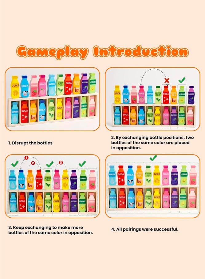 SHABILI Colorful Wooden Memory Matching Game for Kids, 20 Pieces 10 Pairs Educational Brain Teaser Toy, Enhance Cognitive Skills, Hand-Eye Coordination, Parent-Child Interaction, Perfect for Early Learning and Playtime (Multicolor) - Image 4