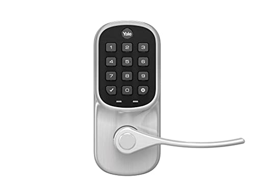 Yale LiftMaster Smart Lock with Keypad Lever Works with myQ App Key by Amazon inGarage Delivery when paired with Smart Garage Hub sold separately Satin Nickel