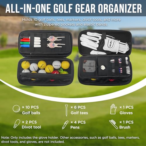 DURARANGE Golf Glove Holder Case with Glove Shaper - Portable Golf Accessories Organizer for Men & Women - Large Capacity for Balls, Tees, Markers - Ideal Gift - Black - Image 3