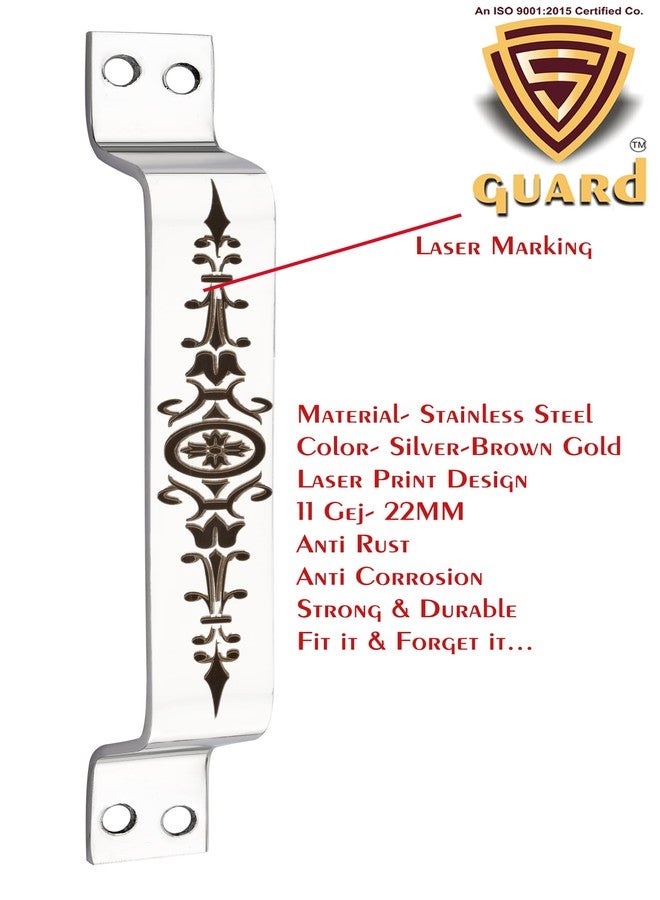 S-GUARD Stainless Steel Door Handles for Main Gate | Main Door | Kitchen | Bathroom | Office | Door Fitting Laser Print Design-Size-6 inch, Heavy Quality (SSL25-6 Pcs) - Image 2