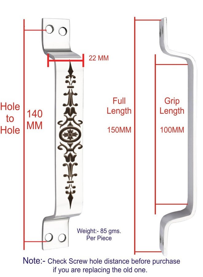 S-GUARD Stainless Steel Door Handles for Main Gate | Main Door | Kitchen | Bathroom | Office | Door Fitting Laser Print Design-Size-6 inch, Heavy Quality (SSL25-6 Pcs) - Image 3