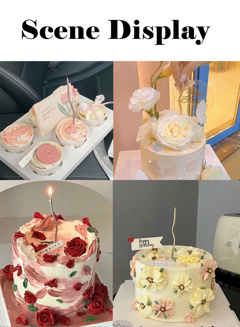 أل آند وين شموع عيد ميلاد ملتوية، شموع كعكة لولبية طويلة رفيعة مع حوامل، شموع حفلات لأعياد الميلاد، ديكورات الزفاف، لوازم الحفلات (6 قطع، أبيض/ذهبي) - Image 5