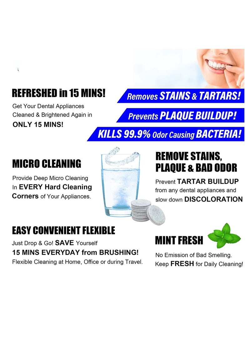 APPTRIN 96 Pcs Retainer Cleaner Mouth Guard Retainer Cleaner Tablets Mint Flavor and Fresh Remove Oduor for Dental Appliances Fast and Efficient Remove Stains Denture Cleaning Tablets  - Image 4