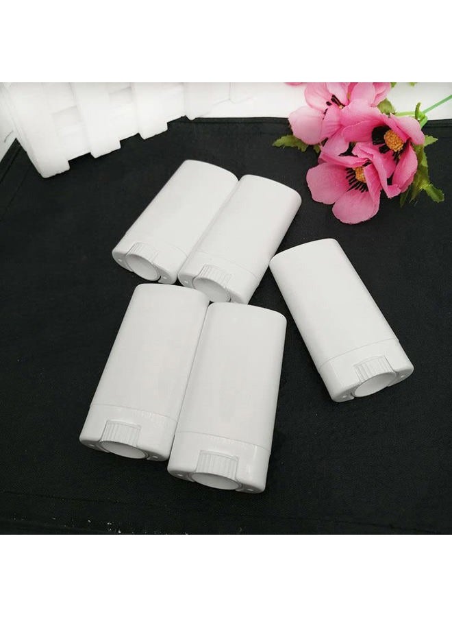 Quupy 10 PCS Flat White Oval Deodorant Containers Twist-Up Lip Balm Tubes Plastic Lipstick Refills 15ml 15gram Empty Stick Tubes for DIY Deodorants Balm Lotion - Image 3