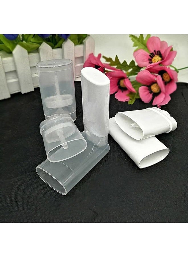 Quupy 10 PCS Flat White Oval Deodorant Containers Twist-Up Lip Balm Tubes Plastic Lipstick Refills 15ml 15gram Empty Stick Tubes for DIY Deodorants Balm Lotion - Image 4